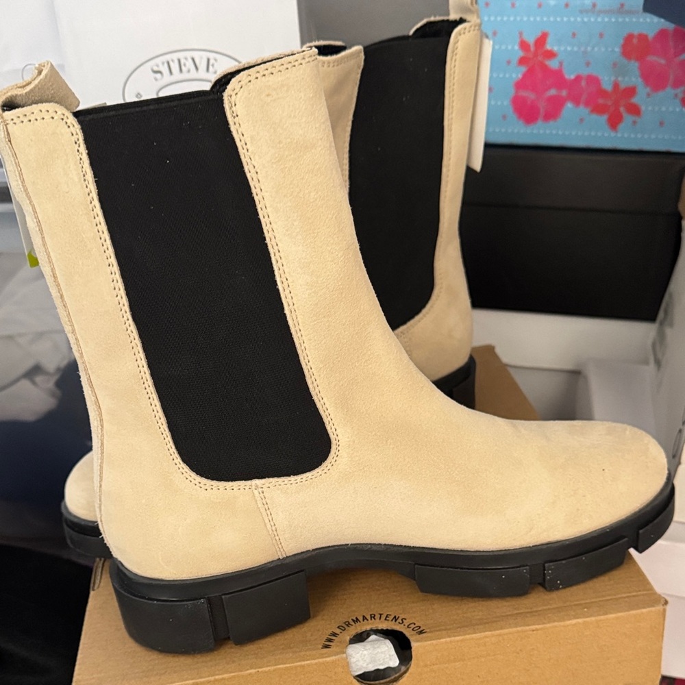 Cruza tendencia Portugal Spain genuine leather cream Black Chelsea Boots 9.5